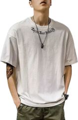 Vartiger (バーティガー) 半袖tシャツ ロゴ 綿 柄 ゆったり おしゃれ カジュアル カッコイイ 春 夏 白 メンズ( ホワイト,  XL)