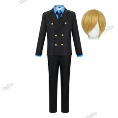 （ウィッグ付き）ONE PIECE ヴィンスモーク・サンジ （Vinsmoke Sanji）ワンピース cos服 山治香吉士 ブルースーツ男装コスプレスーツ二次元cos衣装 コス服 アニメ コスチューム Cosplay イベント パーティー 変装