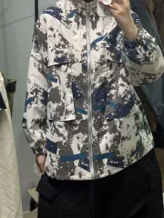 カモフラ ミリタリーフレーバー オーバーサイズ ウインドブレーカー