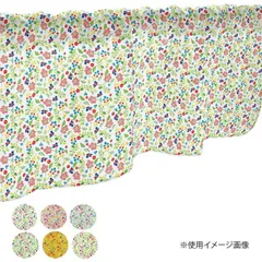 カフェカーテン 植物小柄 800×450mm　水色・40548のサムネイル
