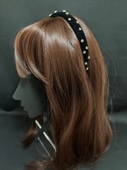 ビジュー付　ベロアカチューシャ