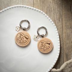 マタニティマーク 木製 キーホルダー チャーム パーツ付 ウッド 安産祈願 マタニティ