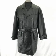 ONTIME☆本革/レザー/ダブルロングコート/アウター【M/黒】裏地  