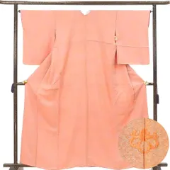 色無地 身丈163cm 裄65cm 前幅24cm 後幅30cm 袖丈56cm 袖幅33cm レディース 袷 ぼかし 裄Mサイズ 秋冬春用 正絹（シルク）ピンク 未使用品 リメイク リユース リサイクル【呉服のきくや】