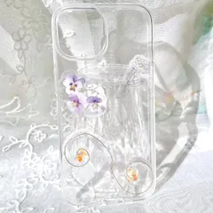 iPhone16 14 14Pro MAX 15 SE 12 mini 13 plus ハンドメイド　お花柄　パープル黄色紫イエロー　iPhoneケース　アイフォンケース　スマホカバー　Android レジンスマホケース　ギャラクシー　iPhone15 韓国