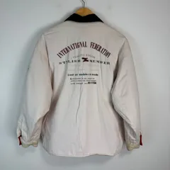 90s ジャケット ブルゾン 刺繍 古着 メンズ ベージュ アースカラー  