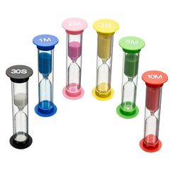 【迅速発送】サムコス 砂タイマー プラスチック砂時計タイマー 30秒/1分/2分/3分/5分/10分 6色セット カラフルな砂時計時計
