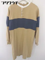 ◇ niko and … ニコアンド スタンドカラー 長袖 膝丈 ワンピース サイズ 3 ベージュ ネイビー ホワイト レディース  【1109070008455】