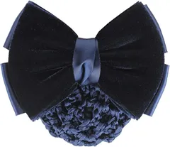 RONGUI お団子 ネット シニヨン バレッタ リボン 大きめ 髪留め ヘアネット おだんごヘア ネイビー 紺( ネイビー（紺）)