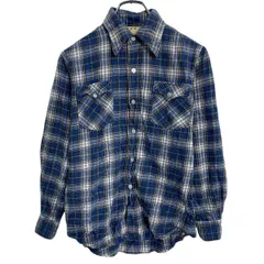 長袖 チェック ネルシャツ キッズ 150～ ブルー ホワイト ボタン 胸ポケット カジュアルシャツ 古着卸 アメリカ仕入 a703-6514