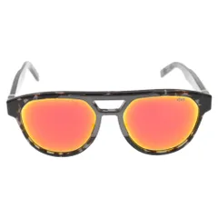 Berluti (ベルルッティ) ティアドロップ ボストンサングラス アイウェア 反射オレンジレンズ ブラウンフレーム メタルロゴプレート BL40002Uのサムネイル