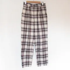 美品 6 ROKU ロク ビューティ&ユース ユナイテッドアローズ CHECK TUCK PANTS チェック柄 タックパンツ スラックス 38 ベージュ系 レディース 古着 中古 USED