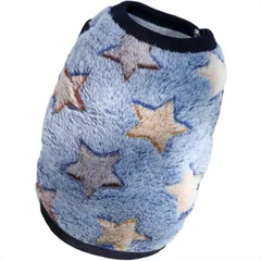 犬 服 秋 冬 ふわふわモコモコフリースベスト ノースリーブ部屋着 可愛い ワンコ服 ペットウェア ドッグウェア 猫服 格好いい 小型犬 中型犬 ①ネイビー×星柄