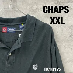 CHAPS チャップス ブラック ポロシャツ 半袖 メンズ XXL 夏服 無地 刺繍ロゴ ポイントロゴ USA 海外輸入 古着 TK10173