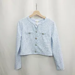 ◇ ⊂ ◎ ●美品● H&M エイチアンドエム ツイード風 長袖 ジャケット サイズS ブルー レディース E  【1502030014006】