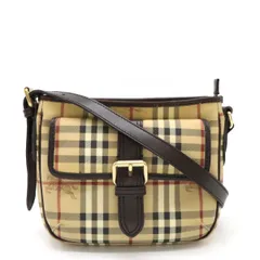 BURBERRY バーバリー シャドーホース ノバチェック ショルダーバッグ ポシェット 斜め掛け PVC レザー ベージュ ダークブラウン