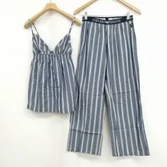 エンポリオアルマーニ EMPORIO ARMANI 美品 セットアップ キャミソール ストライプ ゴムウエスト ストレート XS ネイビーのサムネイル