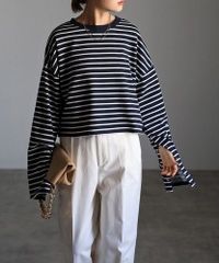 オープンスリーブボーダープルオーバー