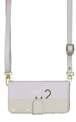 iPhone14ProMax ケース 手帳型 アイフォン14 プロマックス スマホケース スマホショルダー レザー ストラップ 猫 ねこ かわいい 調節可能 130cm  カラー03