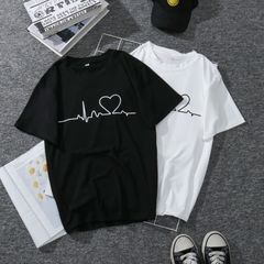 ハート　Tシャツ　カップル　ユニセックス　韓国