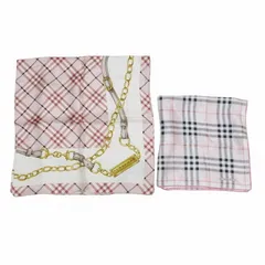 バーバリー BURBERRY バーバーリーロンドン スカーフ 2点セット チェック チェーン柄 シルク ピンク X