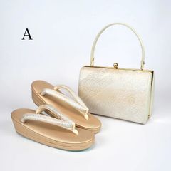 和装 草履 バッグ セット レース×ラメ 白 ベージュ フリーサイズ u73-1