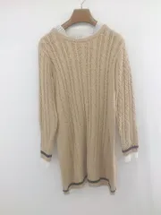 ◇ dazzlin かわいい オシャレ レイヤード風 長袖 ミニ ニットワンピース サイズF ベージュ系 マルチ レディース E  【1306210000168】