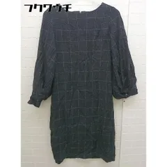 ◇ Leclair Spick & Span レクラ チェック 長袖 膝丈 ワンピース サイズ38 ネイビー系 レディース 【中古】 【1103290013183】