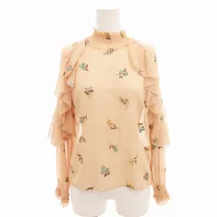 リリーブラウン Lily Brown 近年 美品 シフォン ブラウス シャツ 長袖 総柄 フリル F ピンクベージュ /TZ 1023