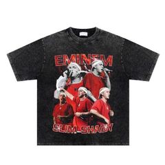 Eminem ヴィンテージ加工Tシャツ Vol.22 エミネム slim shady プリントTシャツ hiphop ヒップホップ グッズ ラッパー  ラップTシャツ raptee ダメージ加工 古着風 レトロ