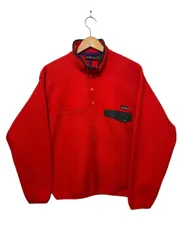 雪無しタグ 94年製 patagonia スナップT フリース プルオーバー 雪なし 赤 S 90s パタゴニア Synchilla Snap-T Pullover レッド 25440 S4 古着