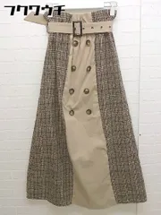 ◇ ◎ fifth フィフス チェック ロング フレア スカート サイズM ベージュ ブラウン レディース 【中古】 【1103230008330】のサムネイル