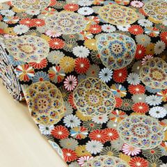 約110×33cm　  菊づくし 花柄 シーチング生地　2000-64A 　生地 布地 布 ハンドメイド