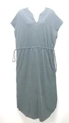 ◇ FREAK'S STORE スリットネック 無地 ウエスト紐 半袖 ロング ワンピース サイズF ブラック レディース E  【1310130013122】