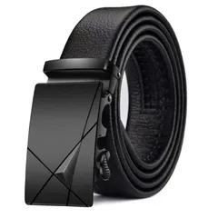 [ulterra] [ウルテラ] ベルト メンズ 穴なし 無段階 フリーサイズ オートロック 黒 120cm ビジネス スーツ カジュアル 紳士ベルト バックル (ブラック-F) [ブラック-F]