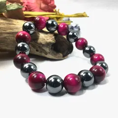 ヘマタイト×ピンクタイガーアイ パワーストーン ブレスレット 12mm 天然石 メンズ・レディース　男性・女性　数珠ブレス　開運  [1]