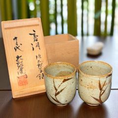 益子焼【明石庄作】夫婦湯呑 湯飲み 共箱 民藝 - メルカリ