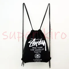 新品未使用 STUSSY ステューシー ナップサック リュックサック キャンバスバッグ リュック ブラック ホワイト 男女兼用のサムネイル