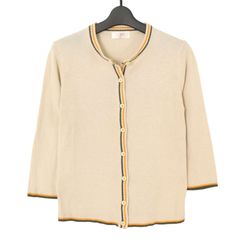 iiMK アイアイエムケー 通年★ 配色ライン クルーネック カーディガン 羽織り Sz.38 レディース