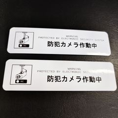 送料無料「防犯カメラ録画中シンプルデザインステッカー」（約３０ｍｍ×約１１０ｍｍ）※２枚セット販売