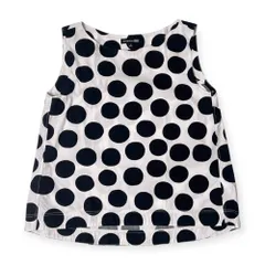 marimekko × UNIQLO マリメッコ ユニクロ コラボ ドット ノースリーブ シャツ トップス カットソー M/ブラック×ホワイト レディース