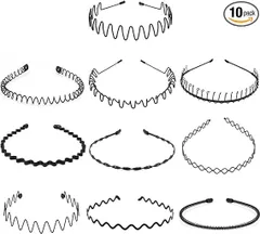 【在庫処分】TerraShine カチューシャ 10個 髪飾り ヘアバンド くし付き ヘアバンド 波型 スプリング 痛くない 滑り止め 防錆メッキ加工 髪 固定 男女兼用 黒