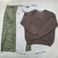 【まとめ売り】【3点セット】AMERICAN HOLIC アメリカンホリック レディース Lサイズ カーゴスカート ロング テーパード ボリュームニット セーター アースカラー カーキ 着回し カジュアル