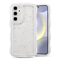 【特価セール】Galaxy S25 ケース クリア TPU カバー ウェーブ おしゃれ 韓国 可愛い ウェーブ グリッター 透明 薄型 軽量 耐衝撃 滑り止め (SC-51F / SCG31) スマホケース ワイヤレス充電対応 ストラップホール付き ギャラクシ