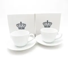 未使用 ROYAL COPENHAGEN ロイヤルコペンハーゲン ホワイトフルーテッドハーフレース カップ＆ソーサー 2客 ペア SM4154B2 