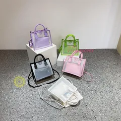 ショルダーバッグ クリア 透明 リボンハンドル 仕事 かわいい 韓国 上品 手提げ ランチバッグ サブバッグ 大人 ハンドバッグ おしゃれ  vii3y830993