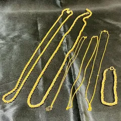 A【豪華】ネックレス ブレスレット 6点セット 金メッキ 高級感 アクセサリー まとめ売り ハンドメイド パーツ取り