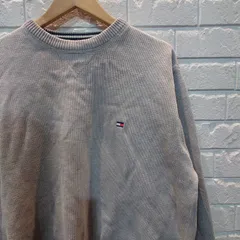 古着　XL　トミーヒルフィガーコットンセーター　グレー