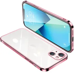 【新着商品】iPhone13 mini ケース クリア アイフォン13mini カバー 透明 スマホケース 耐衝撃 軽量 メッキ加工 TPU 薄型 ストラップホール付き 滑り止め 落下防止（ローズゴールド）