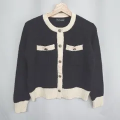 ◇ ⊇ DAY CLOSET デイ クローゼット 長袖 ニット カーディガン サイズ表記なし ブラック ホワイト レディース E  【1409100037210】